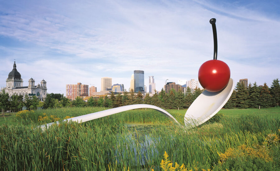 Minneapolis Sculpture Garden, Free to all, with views of downtown from the spoonbridge and cherry
