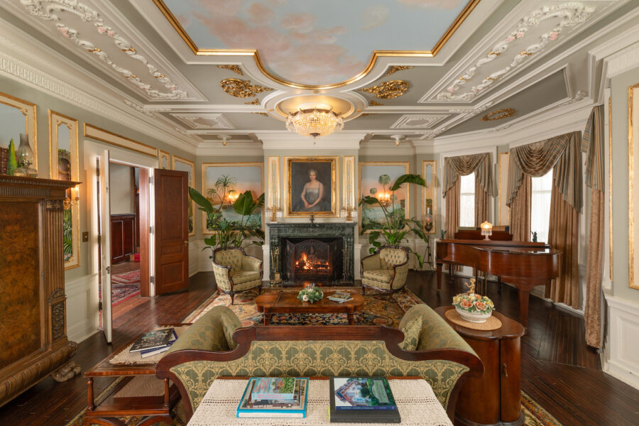 The opulent drawing Room in the mansion themed boutique hotel bed and breakfast