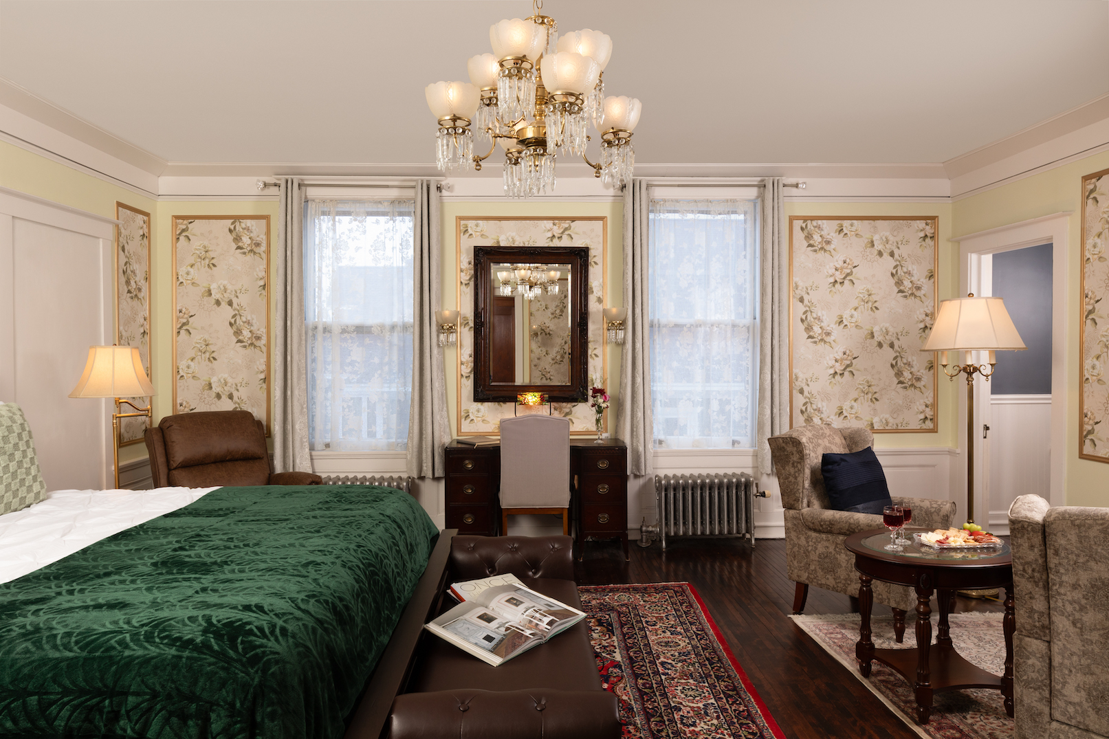 The luxurious Georgian Room at 300 Clifton, a historic mansion bed and breakfast minutes from the Guthrie Theater in Minneapolis
