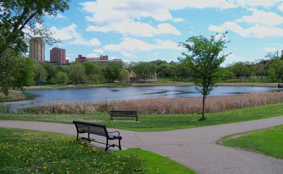 Loring Park lake and walking path near 300 Clifton in downtown Minneapolis